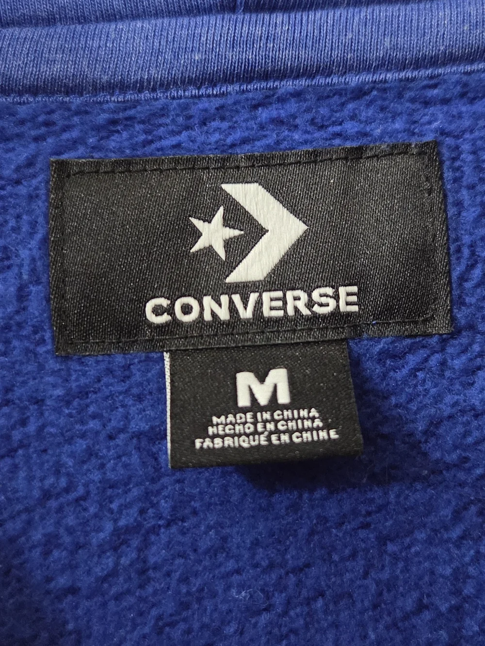 Converse Men's Royal Blue Crewneck Hoodie with White Drawstrings & Red Star
